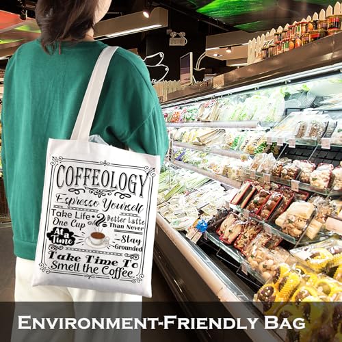 Coffee Lover Gift Caffeine Latte Coffeology Espresso Youself Shopping Bag Women Christmas Birthday Travel Tote Bag (Coffeology)
