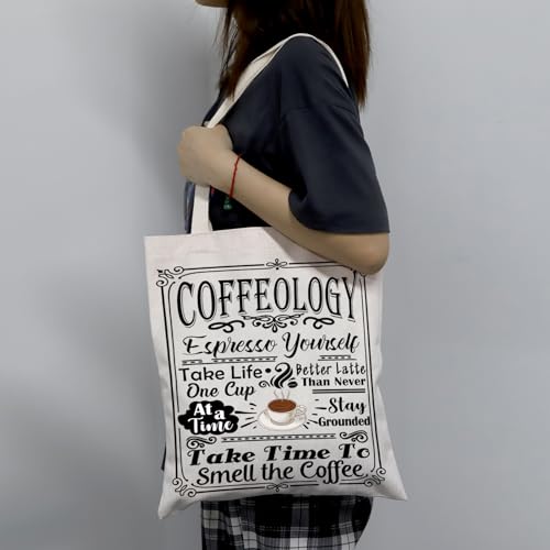 Coffee Lover Gift Caffeine Latte Coffeology Espresso Youself Shopping Bag Women Christmas Birthday Travel Tote Bag (Coffeology)