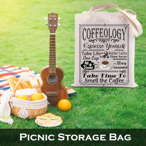 Coffee Lover Gift Caffeine Latte Coffeology Espresso Youself Shopping Bag Women Christmas Birthday Travel Tote Bag (Coffeology)