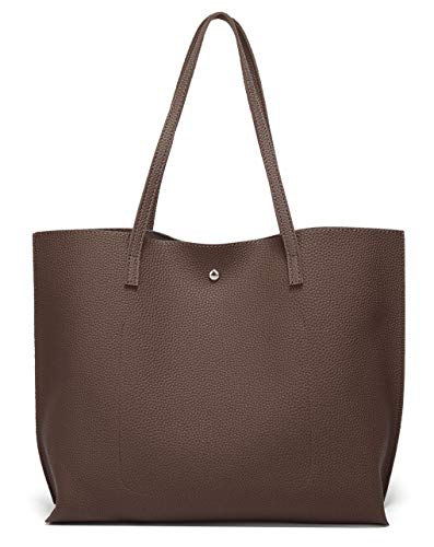 Dreubea Women's Soft Faux Leather Tote Shoulder Bag from, Big Capacity Tassel Handbag Coffee