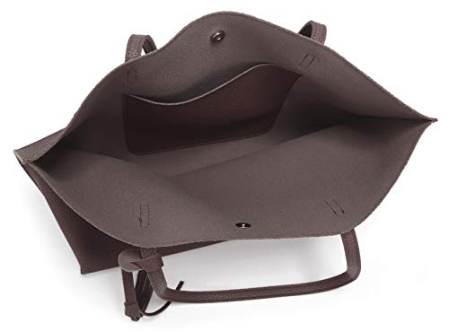 Dreubea Women's Soft Faux Leather Tote Shoulder Bag from, Big Capacity Tassel Handbag Coffee