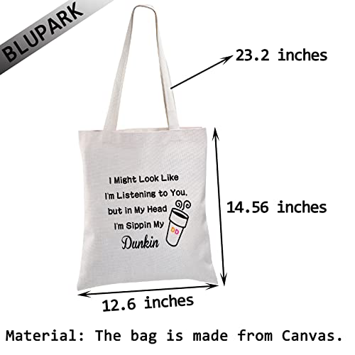 BLUPARK Donuts Lover Gift Coffee Lover Shopping Bag Sippin My D Coffee Tote Bag (My Dunkin)