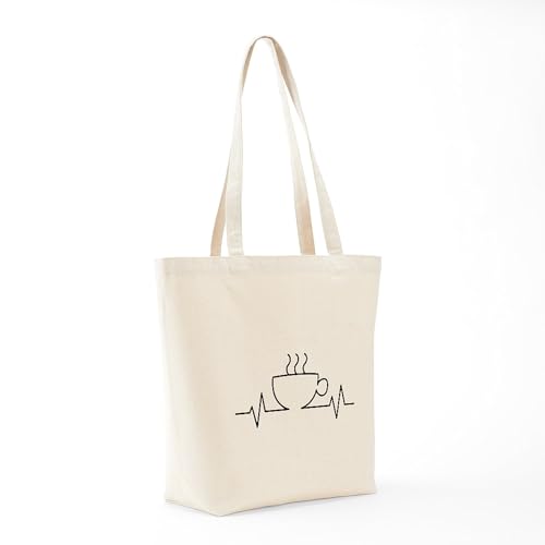 CafePress Coffee Heartbeat Tote Bag Canvas Tote Shopping Bag
