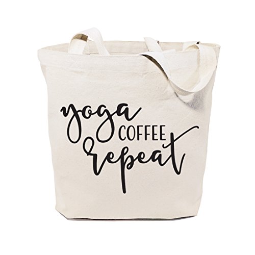 The Cotton & Canvas Co. Yoga, Coffee, Repeat Gym, Shopping and Travel Resusable Shoulder Tote and Handbag
