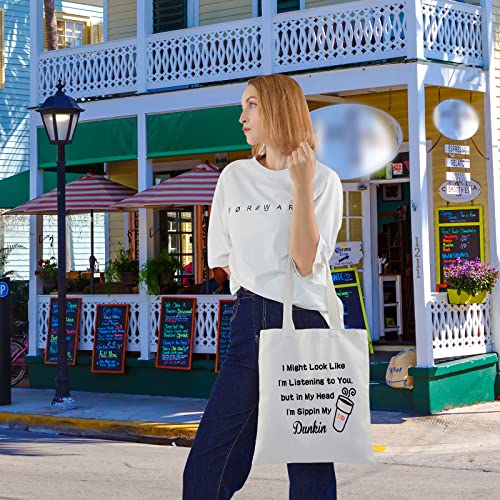 BLUPARK Donuts Lover Gift Coffee Lover Shopping Bag Sippin My D Coffee Tote Bag (My Dunkin)