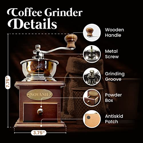 FRENCH COFFEE KIT, FRENCH PRESS & COFFEE GRINDER, COFFEE GIFT BOX, COFFEE SET, ANTIQUE STYLE COFFEE KIT, WOODEN MANUAL COFFEE GRINDER, HEAT-RESISTANT GLASS