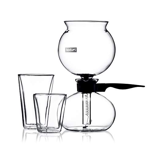 Bodum PEBO Coffee Maker, Vacuum Coffee Maker, Siphon Coffee Brewer,Slow Brew, Bold Flavor, Made in Europe, Black, 8 cup, 1 liter, 34 Ounces