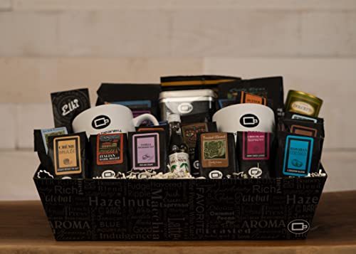 Coffee Beanery Gourmet Gift Basket: 21 Flavored & Unflavored Samplers
