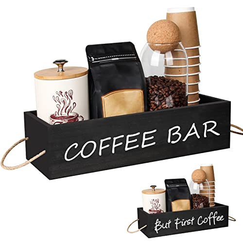 Wooden Coffee Station Organizer for Farmhouse Kitchen Decor