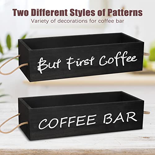 Wooden Coffee Station Organizer for Farmhouse Kitchen Decor