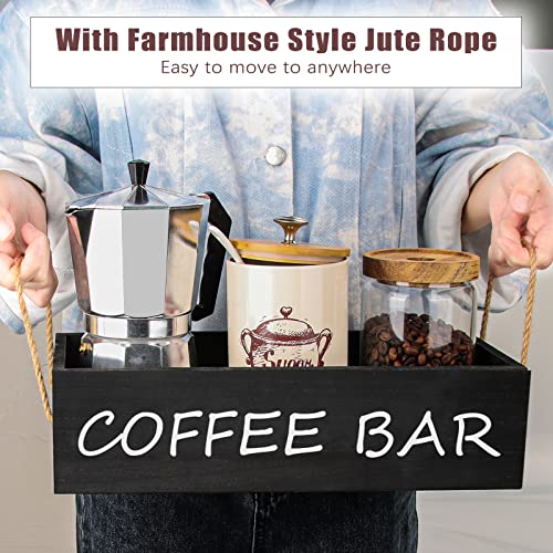 Wooden Coffee Station Organizer for Farmhouse Kitchen Decor