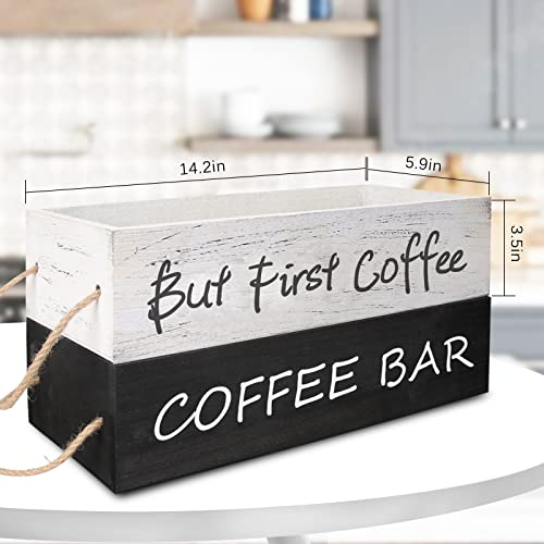 Wooden Coffee Station Organizer for Farmhouse Kitchen Decor