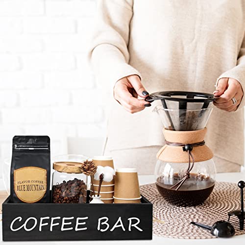 Wooden Coffee Station Organizer for Farmhouse Kitchen Decor