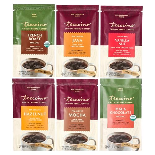 Teeccino Herbal Coffee Sampler - 6 x 30g Variety