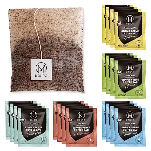 Mondo Single Serve Coffee Bags Sampler Pack - 5 Flavors