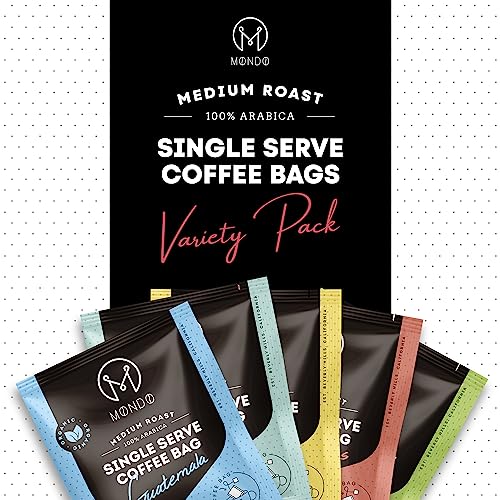 Mondo Single Serve Coffee Bags Sampler Pack - 5 Flavors