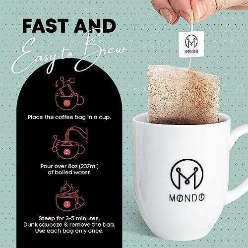 Mondo Single Serve Coffee Bags Sampler Pack - 5 Flavors