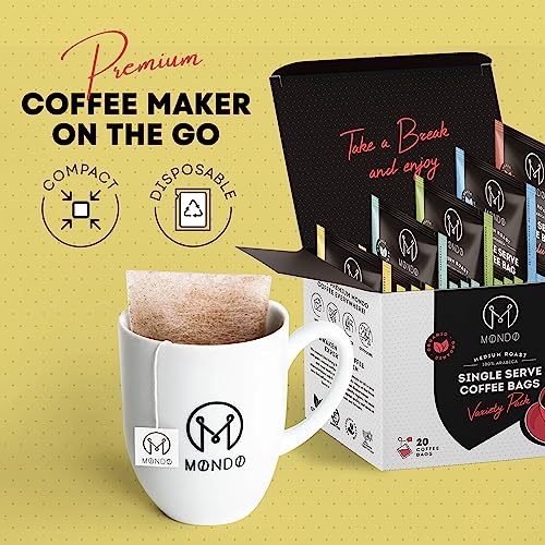 Mondo Single Serve Coffee Bags Sampler Pack - 5 Flavors
