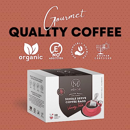 Mondo Single Serve Coffee Bags Sampler Pack - 5 Flavors