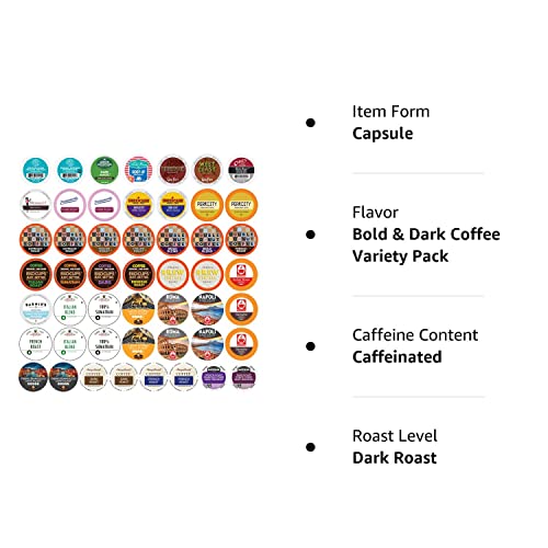 Dark Roast Coffee Pods Variety Pack Sampler, 50ct