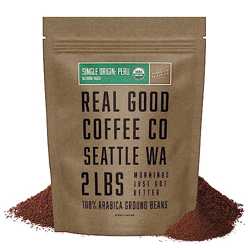 Organic Peru Medium Roast Ground Coffee Beans - 2lb