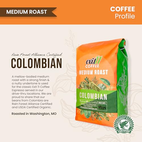 Exit 11 Medium Roast Colombian Coffee, Whole Bean