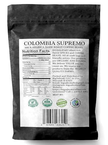 Organic Colombian Dark Roast Whole Bean Coffee Blend