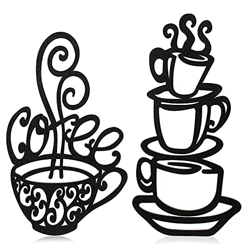 Coffee Cup Silhouette Wall Decor for Cafe and Kitchen
