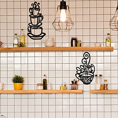 Coffee Cup Silhouette Wall Decor for Cafe and Kitchen