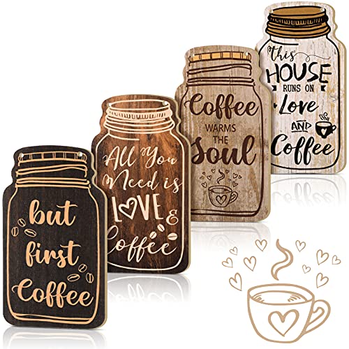 Rustic Wood Coffee Bar Sign - Love & Coffee