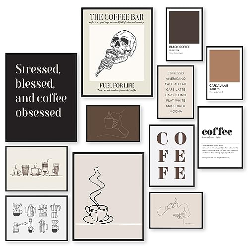 Vintage Coffee Bar Decor Prints - Kitchen Wall Art