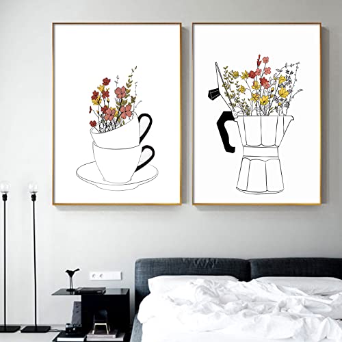 Coffee Lover Canvas Wall Art Black and White 16x24in