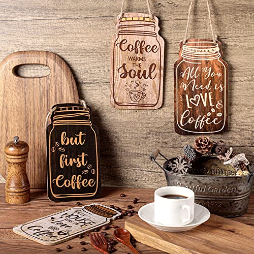 Rustic Wood Coffee Bar Sign - Love & Coffee