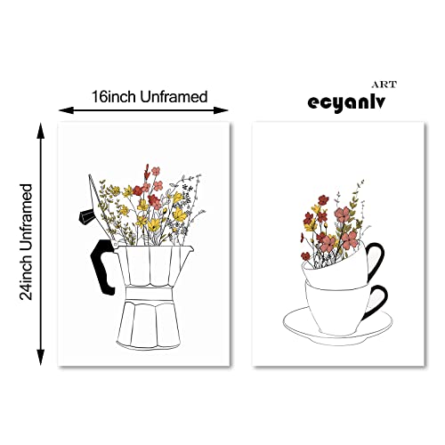 Coffee Lover Canvas Wall Art Black and White 16x24in