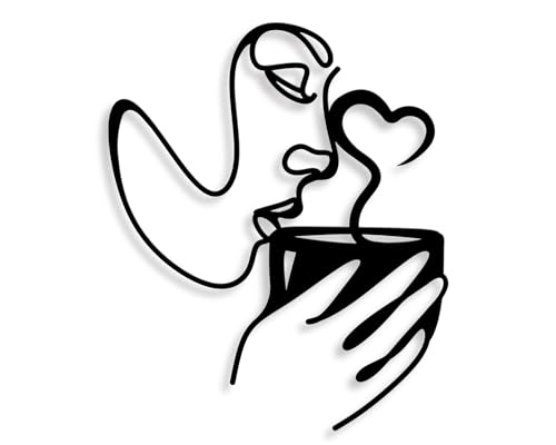 Minimalist Metal Coffee Wall Art Decor - Modern Black