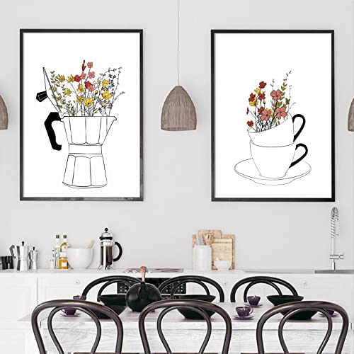 Coffee Lover Canvas Wall Art Black and White 16x24in