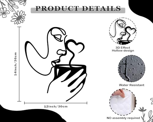 Minimalist Metal Coffee Wall Art Decor - Modern Black