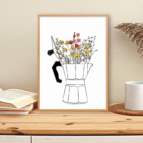 Coffee Lover Canvas Wall Art Black and White 16x24in