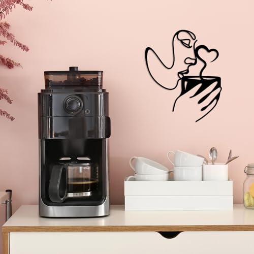 Minimalist Metal Coffee Wall Art Decor - Modern Black