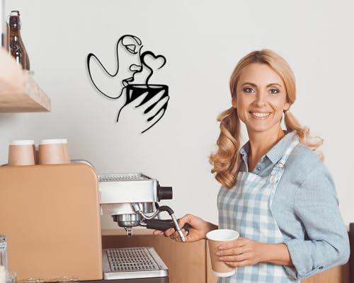 Minimalist Metal Coffee Wall Art Decor - Modern Black