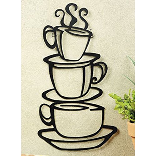 Metal Coffee Cup Wall Art for Home, Java Shops