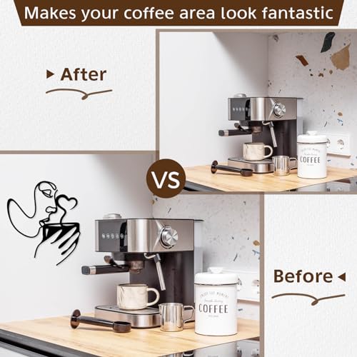 Minimalist Metal Coffee Wall Art Decor - Modern Black