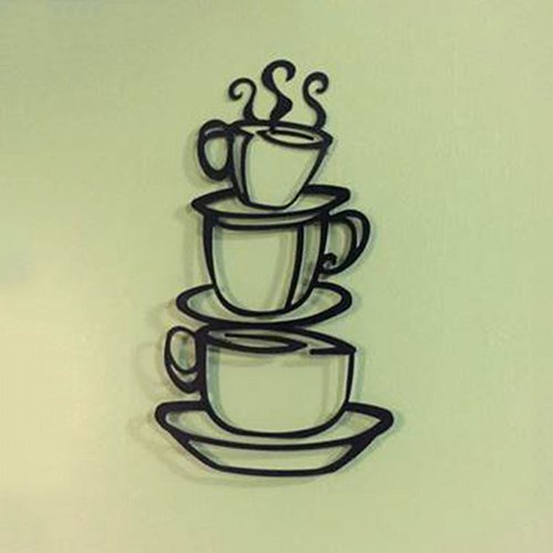 Metal Coffee Cup Wall Art for Home, Java Shops
