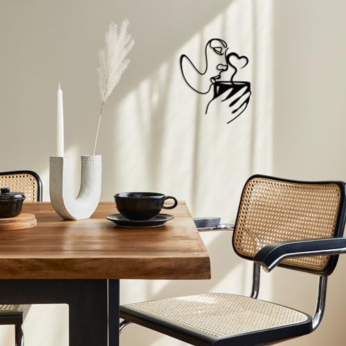 Minimalist Metal Coffee Wall Art Decor - Modern Black