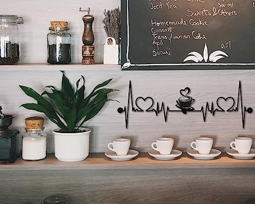 Coffee Cup Iron Wire Silhouette Wall Art Plaque