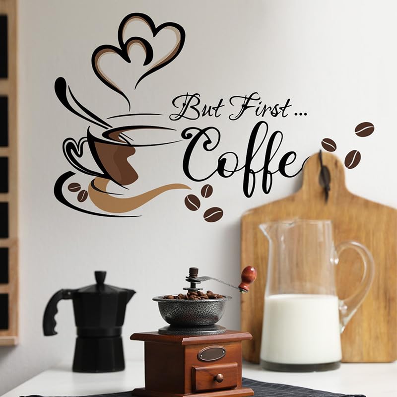 Black Coffee Cup Wall Decals for Coffee Bar