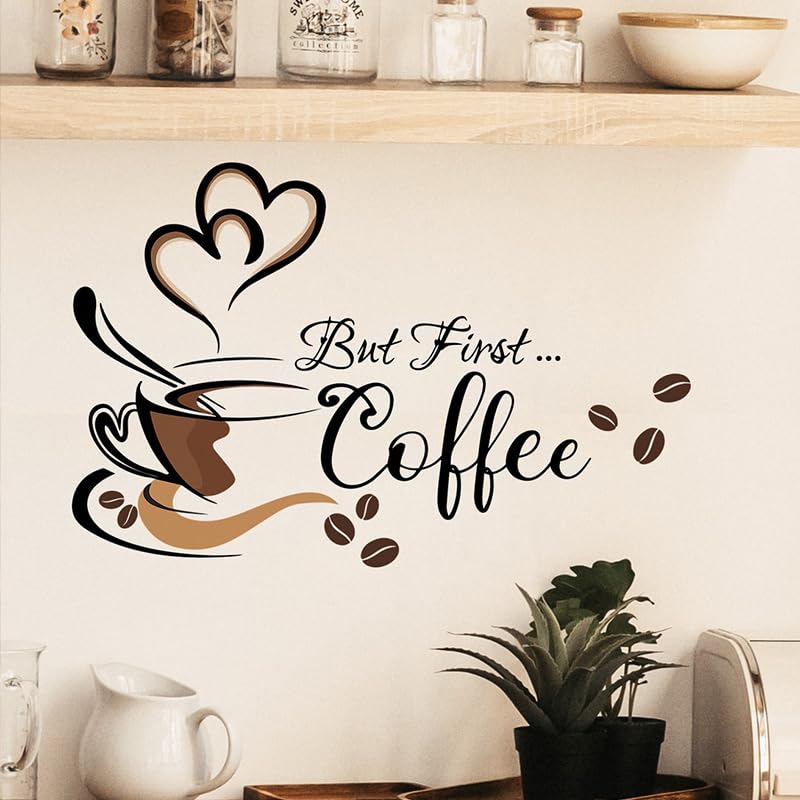 Black Coffee Cup Wall Decals for Coffee Bar