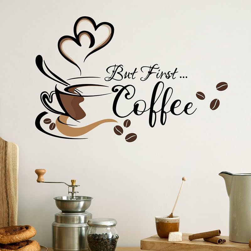 Black Coffee Cup Wall Decals for Coffee Bar