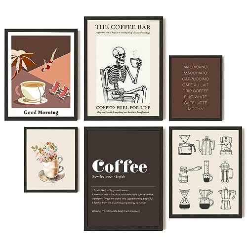 Vintage Coffee Bar Decor - Wall Art Prints Set
