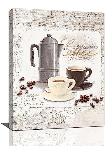 Rustic Coffee Wall Art Set for Kitchen Decor
